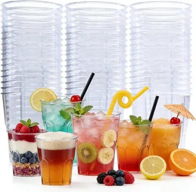 Productafbeelding van Plastic bekers set van 50 stuks, transparant, 200 ml