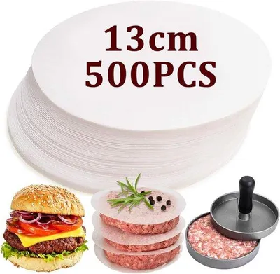 Produktbild von Famanu Hamburgerpapier 500 Blätter Ø13 cm, antihaftbeschichtetes Papier für Burger und Patties