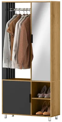 Image de Ensemble de vestiaire HOMCOM avec miroir, vestiaire d'entrée avec tringle à vêtements et meuble à chaussures