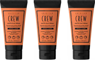 Produktbild von American Crew Matte Clay Cream Stylingcreme mattes Finish mittlerer Halt 3x150 ml