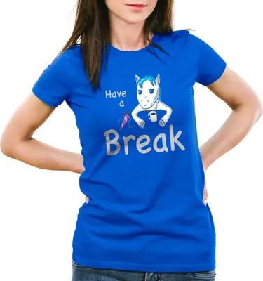 Produktbild von style3 Have a Break Einhorn Damen T-Shirt Unicorn, Farbe:Blau, Größe:XL
