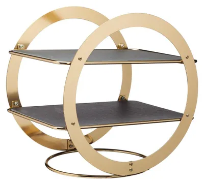 Produktbild von Artesa Food Rack de 2 Etagen mit Tabletts de Schiefer Rechteckig, 31,5 x 22,5 x 22,5 x 30 cm, 12,5 x 9 x 12 Zoll, Messing Finish