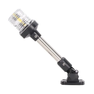 Immagine prodotto di luce di navigazione a LED bianca da 9 pollici da ripiegare a poppa per barche, IP66, impermeabile, per barche, luce di ancoraggio, 12 V, 24 V DC, 4000-4500 K