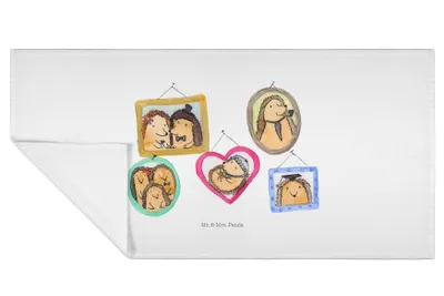 Produktbild von Mr. & Mrs. Panda Handtuch Igel Familie - Weiß - Geschenk, 50x100, Liebe, Muttertag, Baumwollhandtuch, Mama, gesichtshandtuch, Glück, Flauschtuch, Bruder, Frotteehandtuch