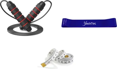 Produktbild von Springseil Set, 2 Meter Länge Einstellbar Jump Rope mit Fitnessbänder und Maßband, Ideal für Sport Training Fitness & Ausdauer & Seilspringen