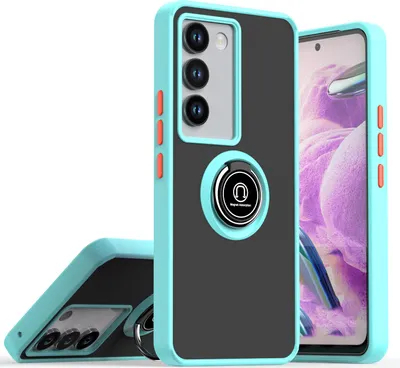 Immagine prodotto di Custodia per Vivo V30 Lite 5G opaca traslucida in TPU con supporto ad anello e supporto Blu