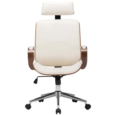 Immagine prodotto di Sedia da ufficio girevole con poggiatesta in ecopelle crema bentwood