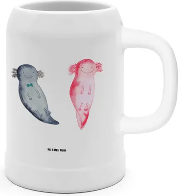 Produktbild von Mr. & Mrs. Panda Seidel Axolotl Freundin - Weiß - Geschenk, glücklich, Keramikkrug, Lurch, Verliebt, Krug, Valentinstag, Bier Humpen, Molch, Steingutkrug, Steinkrug