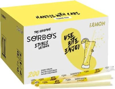 Image de SORBOS pailles comestibles - citron (200 pièces)