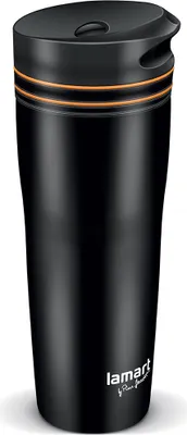 Obrázek produktu pro LAMART LT4051 Termohrnek, pojistkový mechanismus zabraňující nečekanému otevření, nerez, černá, objem 360 ml, rozměr Ø 7,5 cm, výška 20 cm