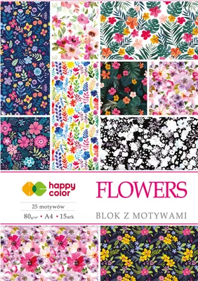 Produktbild von HAPPY COLOR Motivblock 15 Blatt Scrapbooking Papier 80g A4, Flowers Blumen