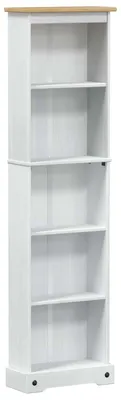 Zdjęcie produktu dla Regał na książki vidaXL, biały, 46 x 20 x 170 cm, lite drewno sosnowe