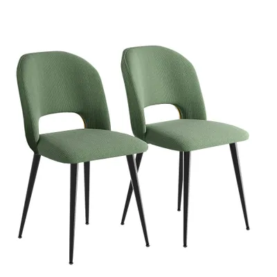 Produktbild von 2er Set Esszimmerstuhl Wohnzimmerstuhl Küchenstuhl Polsterstuhl Sessel mit Metallbeine Grün