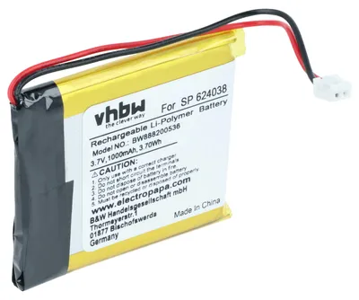 Produktbild von vhbw Akku kompatibel mit Sony WH-CH710N/B, WH-1000XM3, WH-XB900N, WH-XB900, WH-1000MX4 Wireless Headset Kopfhörer (1000 mAh, 3,7 V, Li-Polymer)