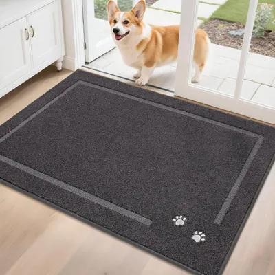 Produktbild von Fußmatte 80 x 120 cm, Schmutzfangmatte, waschbare Fußabtreter, dunkelgrau, für Flur