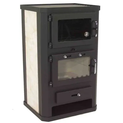 Produktbild von Kaminofen 10kW Backfach + Herdplatte Kachelofen Heizofen Holzofen  56312