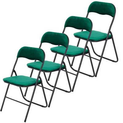 Klappstühle Set von 4 – Samt – Grün – 43x47x80 cm