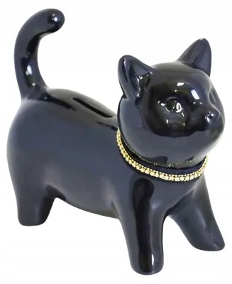 Produktbild von Ewax Sparschwein Katze mit Halskette Schwarz