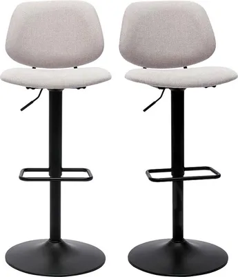 Produktbild von Miliboo - Design-Barhocker höhenverstellbar Stoff mit Samteffekt in Beige und schwarzes Metall (2er-Set) BARNET