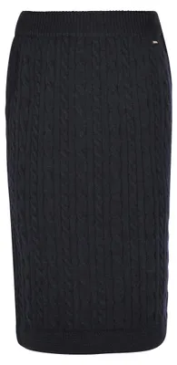 Produktbild von Damen Strickrock in Blau, Größe M/L, mit Zopfmuster und elastischem geripptem Bund
