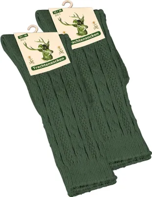 Produktbild von Cotton Prime® Trachtensocken 2 Paar, mit Zopfmuster 47-50 Grün