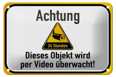 Produktbild von Blechschild Hinweis 18x12cm Achtung Objekt videoüberwacht