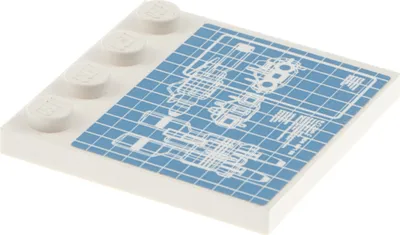 Produktbild von 1x Lego Fliese modifiziert 4x4 weiß Noppen am Rand Sticker Bauplan 8424 6179pb050