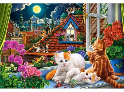 Produktbild von Castorland Kittens on the Roof Puzzle – 1500 Pieces – 68 x 47 cm