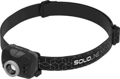 Produktbild von Solidline SH5 Stirnlampe schwarz, Kopflampe, 350 Lumen, 190m Leuchtweite, 25 Std Laufzeit, AA-Batterie