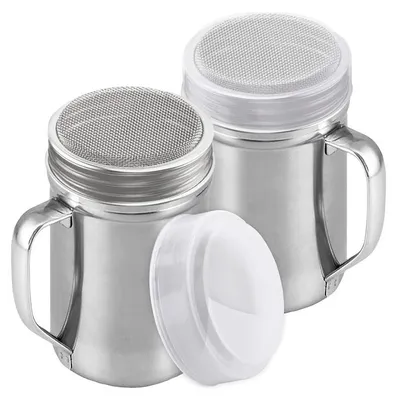Produktbild von 2er Set Edelstahl Puderzuckerstreuer Gewürzstreuer mit Feinsieb 9,4×7,2cm Zucker Kakao Mehl Kakaopulver Streuer Küche Backen