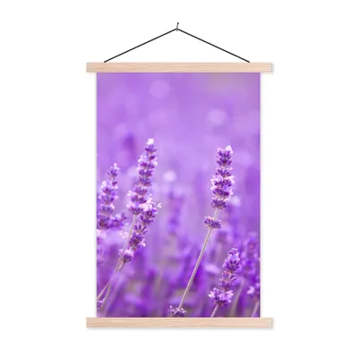 Produktbild von MuchoWow® Textilposter Lavendel - Nahaufnahme - Blumen - Lila 60x90 cm mit holzfarbenen Rahmen - Textil