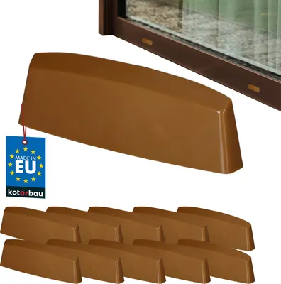 Produktbild von KOTARBAU® 10er Set Wasserschlitzkappen Fensterabflusslochkappen 45 mm ASA-Kunststoff Eiche Fensterentwässerung Entwässerung Fenster PVC Schutz Abdeckung