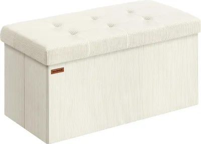 Produktbild von SONGMICS Sitzhocker mit Stauraum, klappbare Sitzbank, 38 x 76 x 38 cm Fußbank, Bettbank, Aufbewahrungsbox, bis 300 kg belastbar