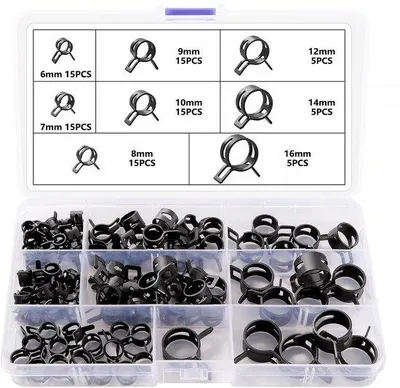 Zdjęcie produktu dla Zestaw metalowych zacisków do węży – 90 sztuk – do węży o średnicy 6–16 mm