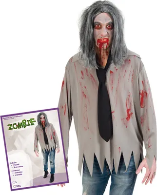 Produktbild von Herren Horror Zombie blutiges Hemd mit Krawatte Gr. XXL Halloween Karneval Party