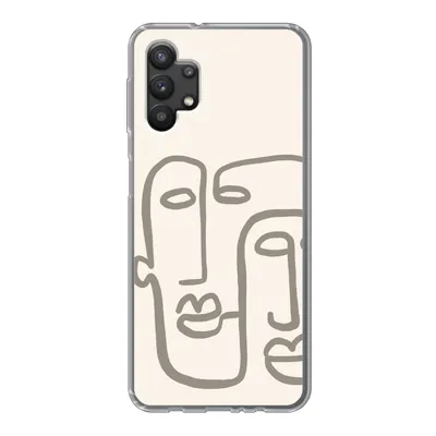 Produktbild von MuchoWow® Handyhülle Schutzhülle Hülle für Samsung Galaxy A32 5G Gesicht - Abstrakt - Strichzeichnung Silikon Softcase Handy Hülle - Softcase