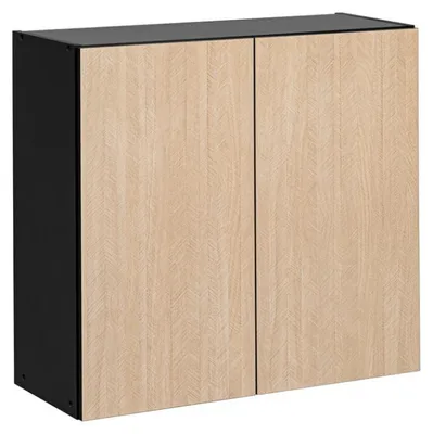 Image de Double placard haut de cuisine "Roma" - Noir/Beige - L 80 X H 72 x P 30 cm