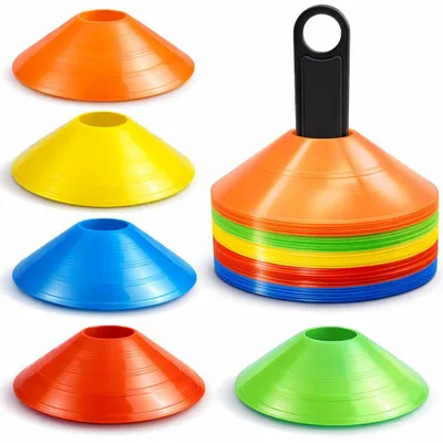 Immagine prodotto di 20 coni segnapista per slalom, coni per calcio e atletica leggera - Attrezzatura per l'allenamento e accessori per il calcio