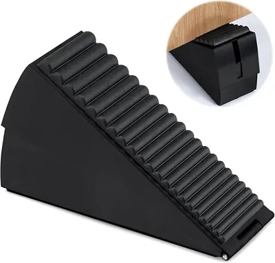 Produktbild von PolkaHome® Großer Türstopper – Robuster Türkeil aus Edelstahl mit Gummi, 7 cm hoch, verstellbar für schwere Türen, Schwarz