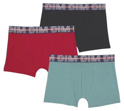 Productafbeelding van DIM Boy - Boxer met elastische tailleband, gemaakt van katoen met stretch, met x3 logo-print | Comfortabel door de elasticiteit | Modern