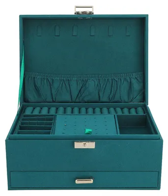 Produktbild von Großer Schmuck-Aufbewahrungskoffer, 3-lagiges Fassungsvermögen, Ausstellungsregal, multifunktionaler Box-Organizer für Ohrringe, Ringe, Halsketten, Ar