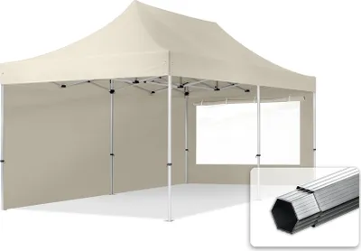 Produktbild von TOOLPORT 3x6m Aluminium Faltpavillon, inkl. 2 Seitenteile, creme
