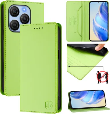 Obrázek produktu pro Kožené pouzdro pro Blackview Shark 9 5G, flipové pouzdro s přihrádkami na karty, peněženkou a stojánkem Zelený