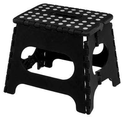 Produktbild von 5five – Blauer klappbarer Tritthocker aus Kunststoff, 1 Stufe, 22 cm, mit Sicherheitsverriegelung, leicht zu verstauen, rutschfester Oberfläche, maximale Belastbarkeit 110 kg
