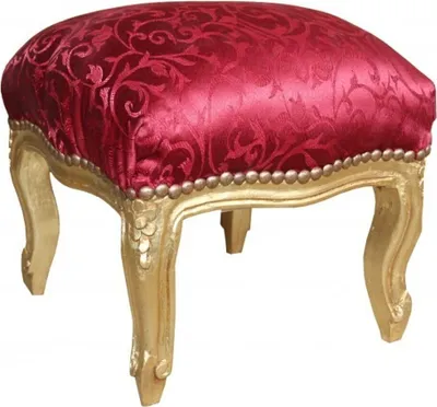 Produktbild von Casa Padrino Barock Fußhocker Bordeauxrot Muster / Gold - Antik Stil Möbel - Hocker