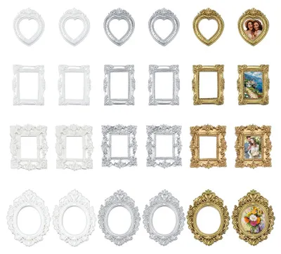 Mini-Fotorahmen aus Kunstharz, 24 Stück, 12 Designs, Vintage