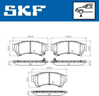 Produktbild von SKF Bremsbeläge Satz Vorne Bremsklötze für MAZDA 6 Kombi (GH) VKBP 80410 A
