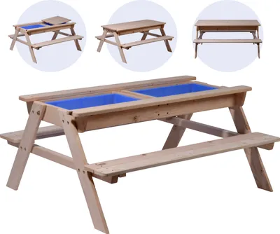Produktbild von dobar Kinder Picknicktisch inklusive Matschkiste, Spieltisch ausHolz, 107 x 94 x 50,5 cm