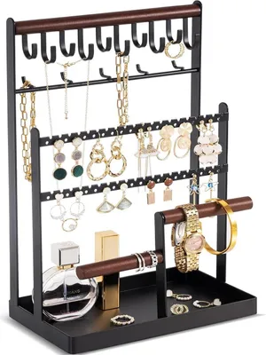 Produktbild von ProCase 6 Tier Schmuckständer Halsketten Armbänder Ringe -Schwarz