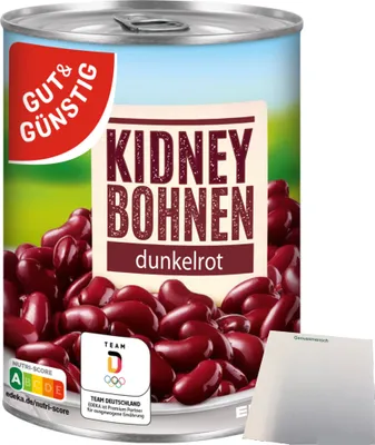 Produktbild von Gut & Günstig Kidneybohnen dunkelrot (400g Dose) + usy Block